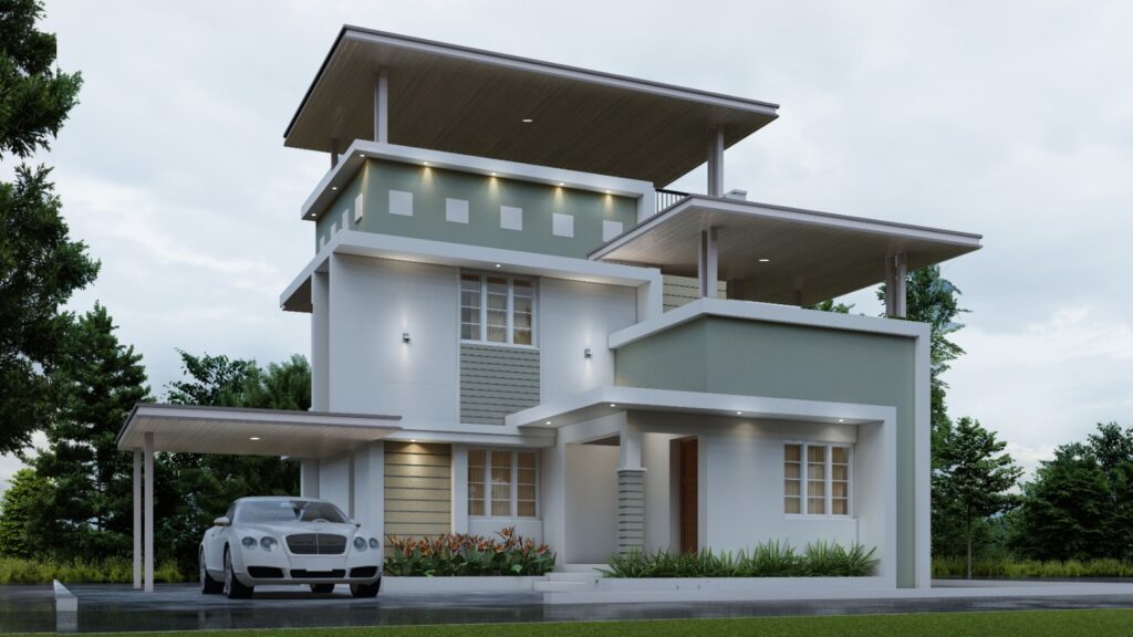 A customised villa in Palakkad with 3 bedroom and around 1000-1500sqft